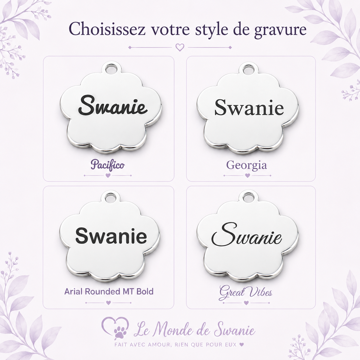 Médaille patte de chien à strass personnalisable pour collier – Image 6