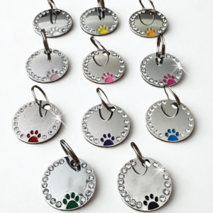 Médaille ronde à strass personnalisable pour collier