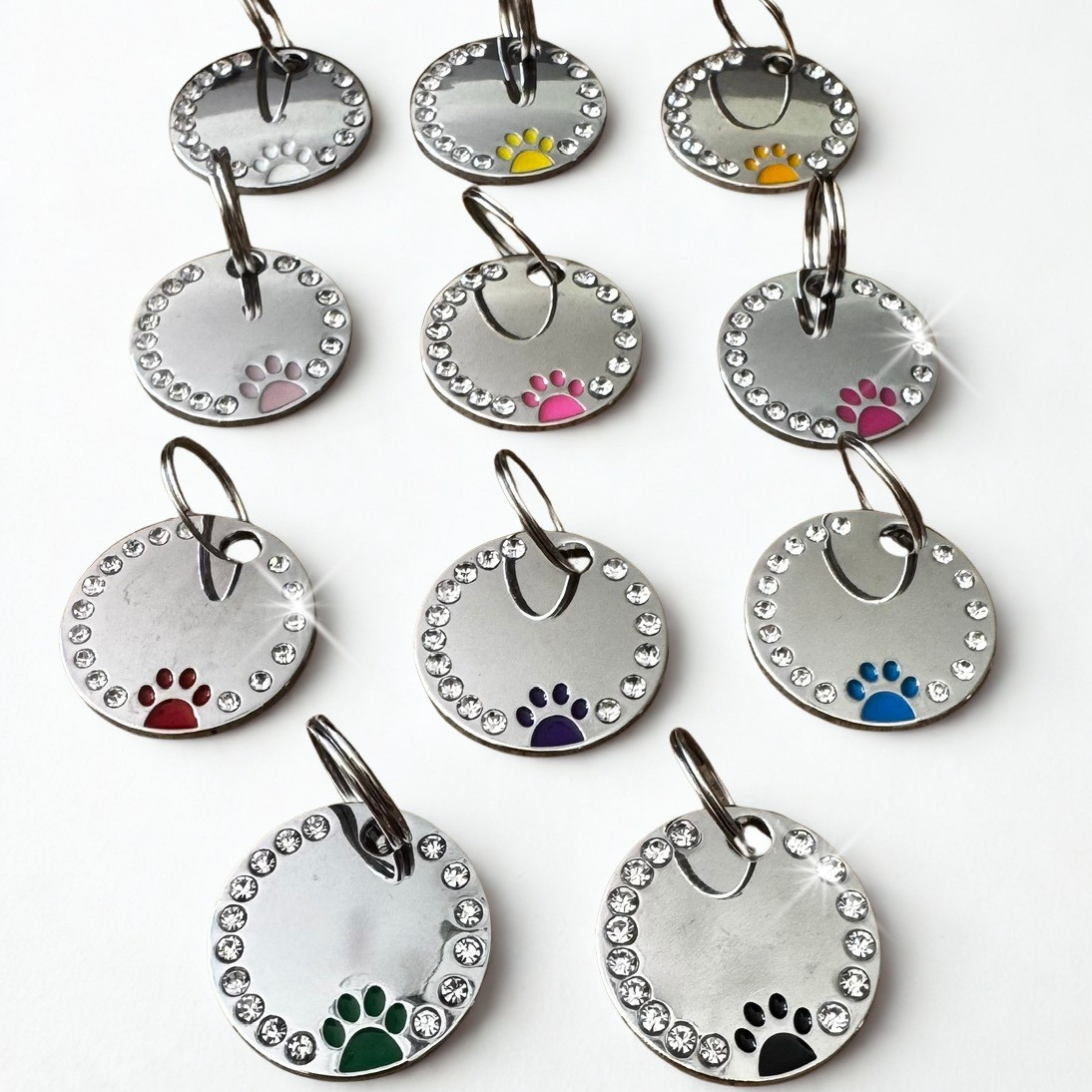 Médaille ronde à strass personnalisable pour collier