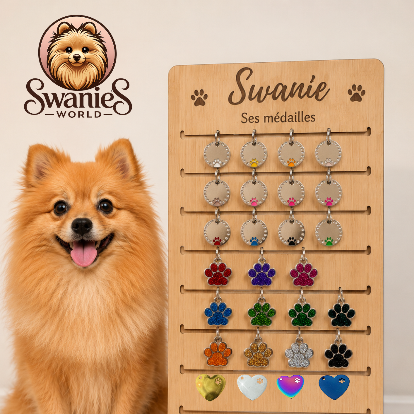 Médaille patte de chien à strass personnalisable pour collier – Image 5