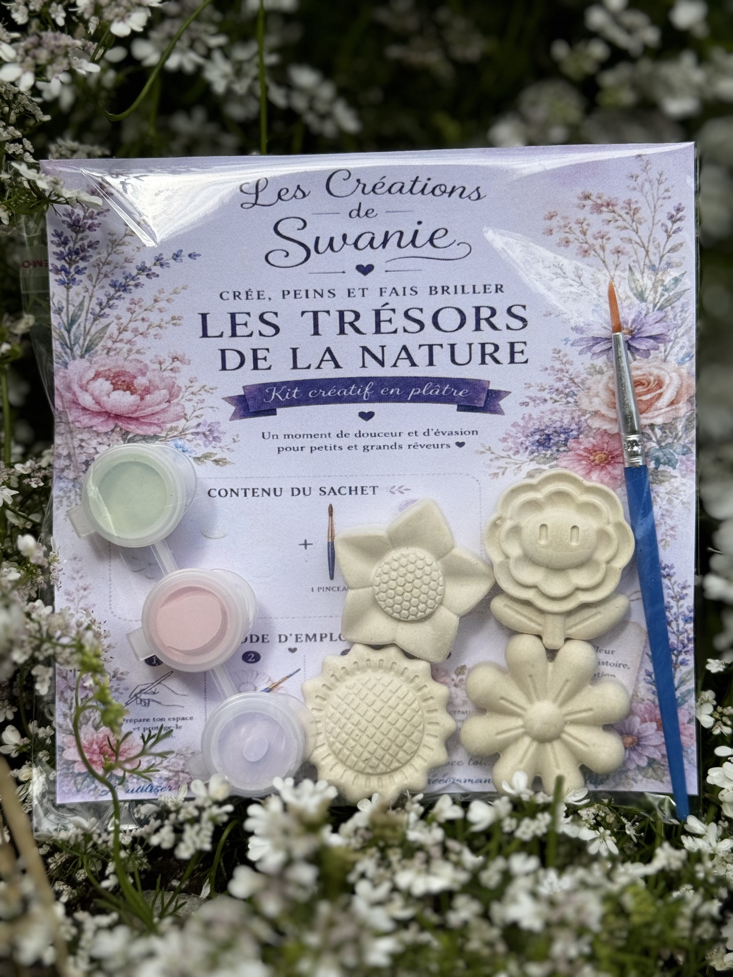Kit créatif de peinture sur plâtre Les fleurs du jardin