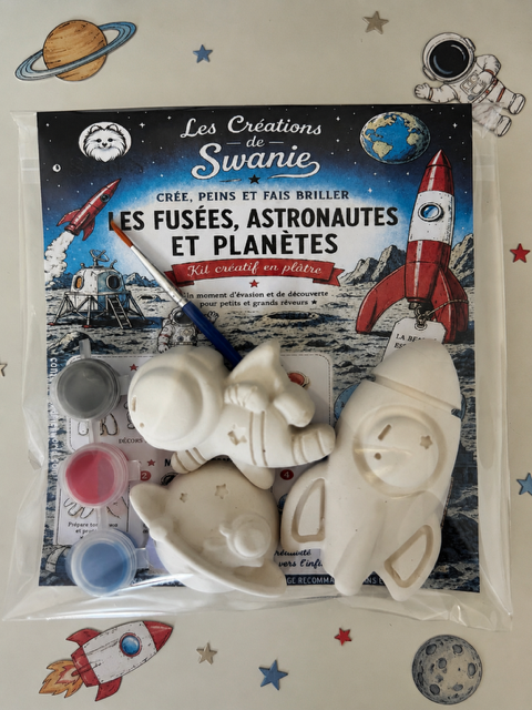 Kit créatif de peinture sur plâtre les fusées, astronautes et planètes