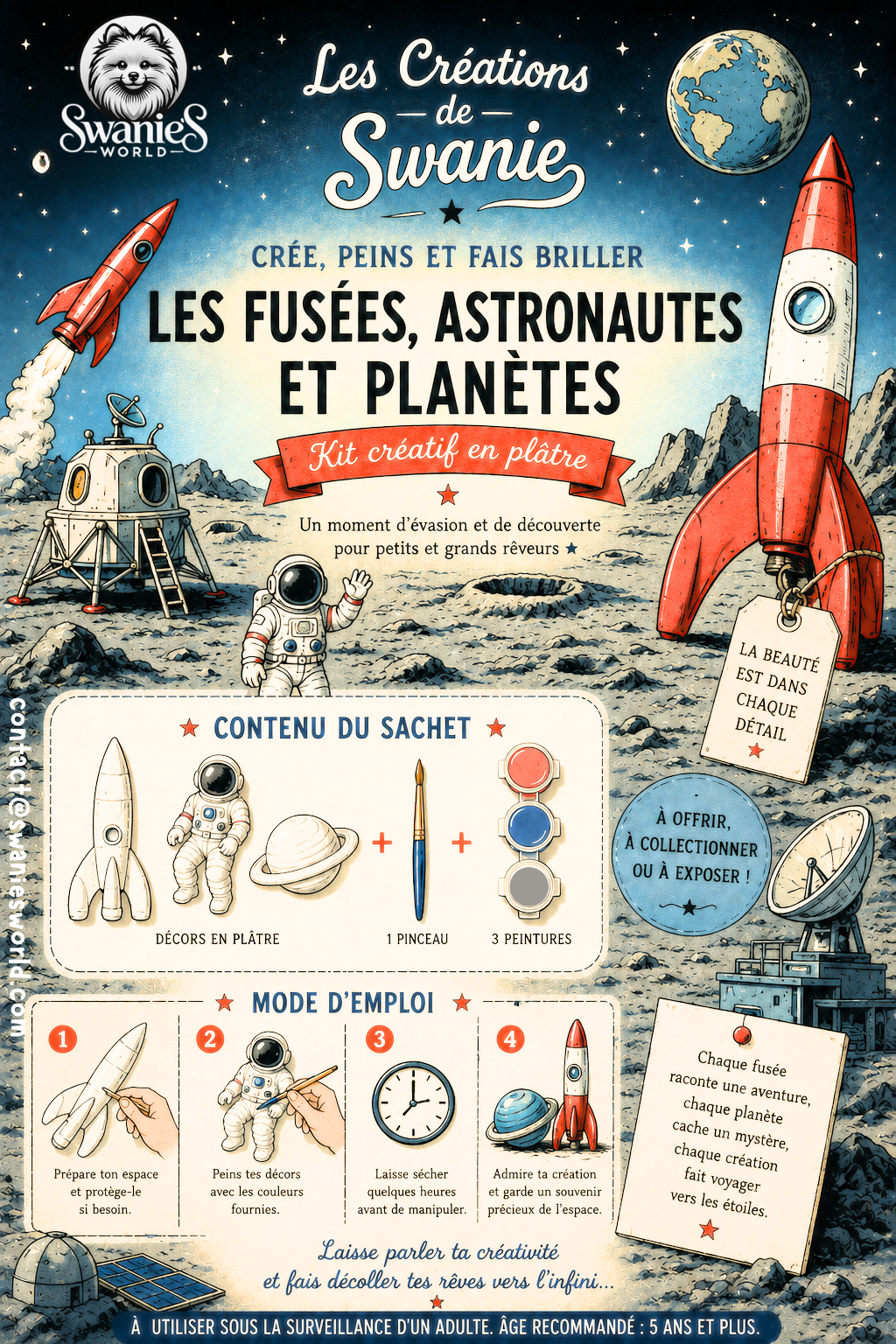 Kit créatif de peinture sur plâtre les fusées, astronautes et planètes – Image 3