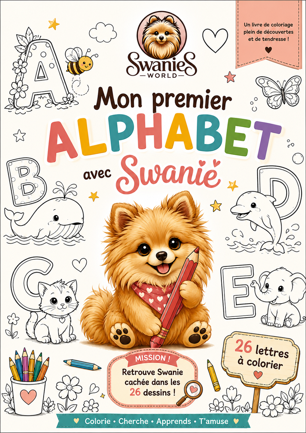 Livre de coloriage alphabet enfant avec Swanie